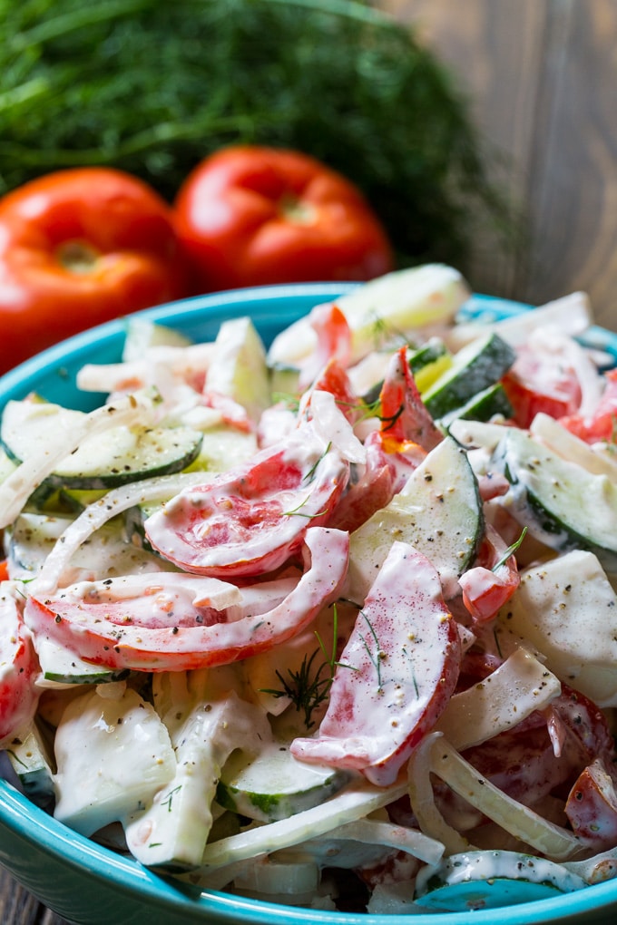 Creamy Tomato and Cucumber Salad - Spicy Southern Kitchen