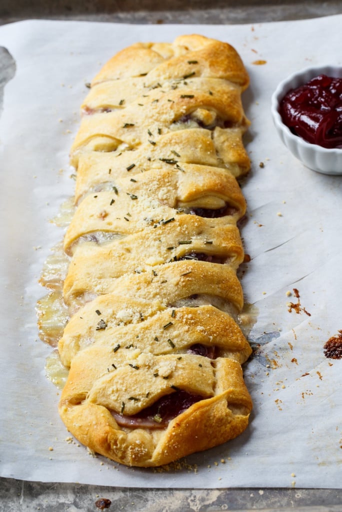 Turkey, Cranberry, and Brie Crescent Braid