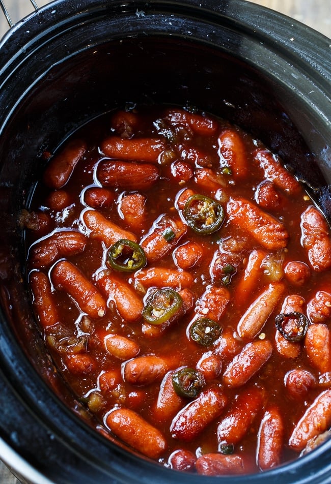 Crock Pot Little Smokies- the easiest appetizer ever. Great for a holiday party!