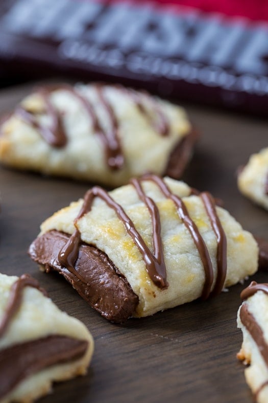 Chocolate Croissant Cookies - a buttery dough wrapped around a chocolate bar.