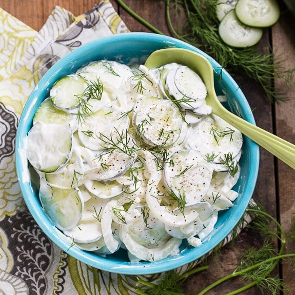 Southern Creamy Cucumbers make a light and refreshing summer side. #SplendaSweeties #SweetSwaps