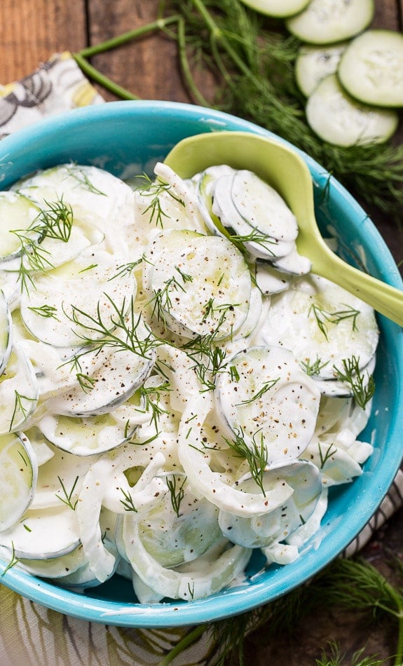 Southern Creamy Cucumbers make a great summer side. Cool and creamy with a sweet and tangy flavor. #SplendaSweeties #SweetSwaps
