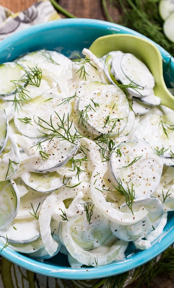 Southern Creamy Cucumbers make a great summer side. Cool and creamy, sweet and tangy. #SplendaSweeties #SweetSwaps