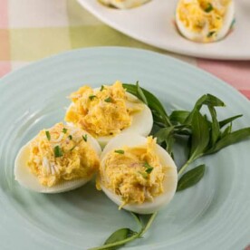 Red Pepper Jelly Deviled Eggs with Bacon - Spicy Southern Kitchen