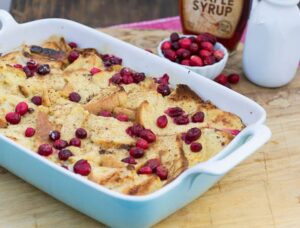 Eggnog French Toast Bake with Cranberries