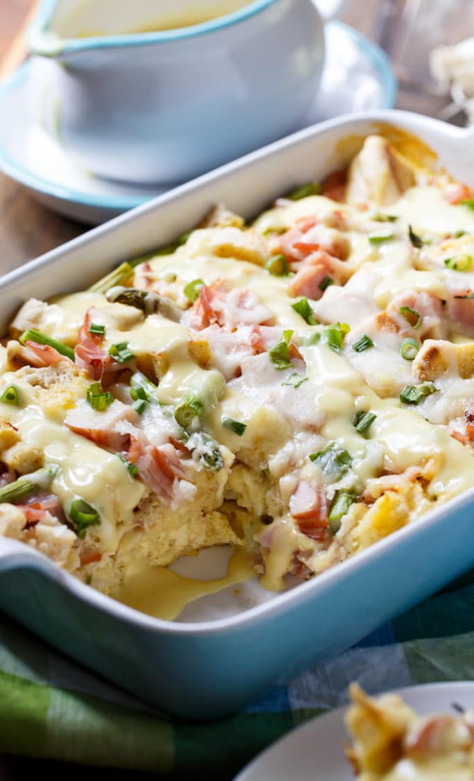 Eggs Benedict Casserole- an easy to make bread pudding that tastes just like Eggs Benedict and feeds a crowd.