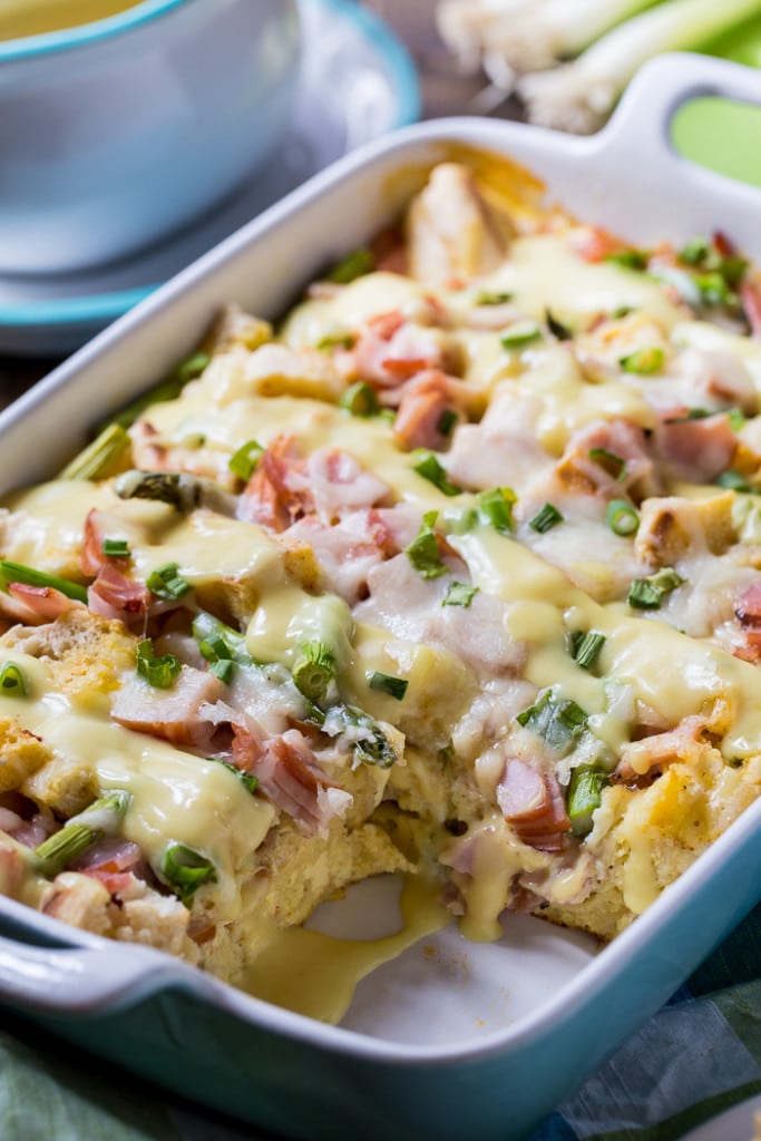 Eggs Benedict Casserole- a savory bread pudding that feeds a crowd and tastes just like Eggs Benedict but is much easier to make.