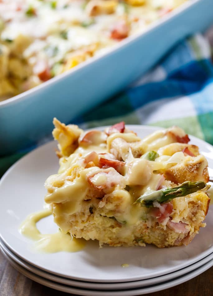 Eggs Benedict Casserole- an easy to make savory bread pudding that tastes just like Eggs Benedict and feeds a crowd.