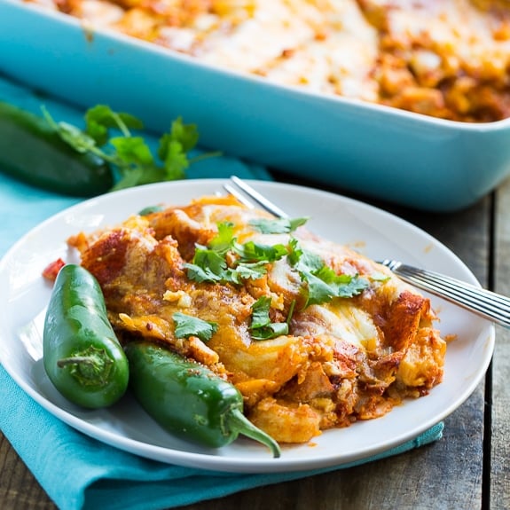 Cheesy, spicy, and delicious Shrimp Enchiladas