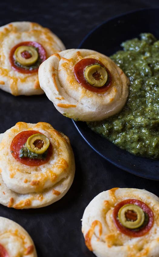 Spooky Eyeball Pizzas for Halloween