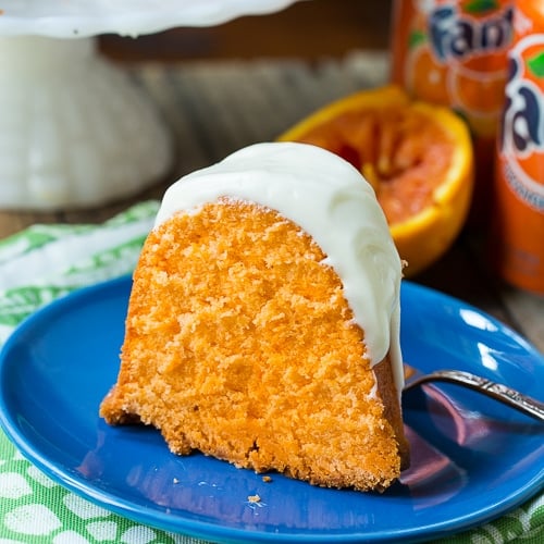Fanta Pound Cake has a fabulous texture, a slight orange flavor, and a cream cheese icing.