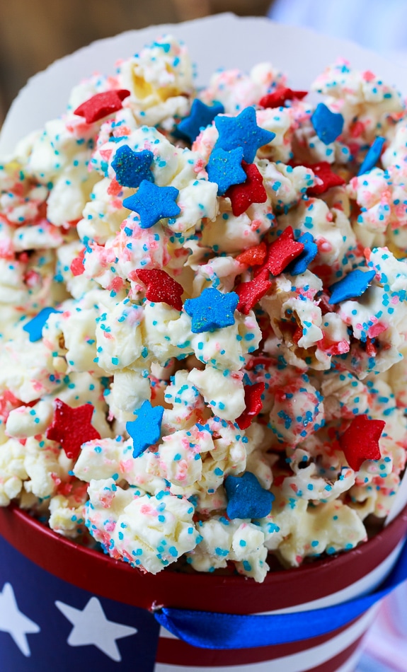 Firecracker Popcorn for the 4th of July. Covered in Pop Rocks candy.