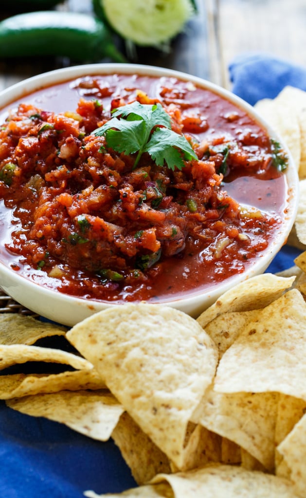 Fire-Roasted Salsa- super easy restaurant-style salsa that takes only minutes to make in a blender.