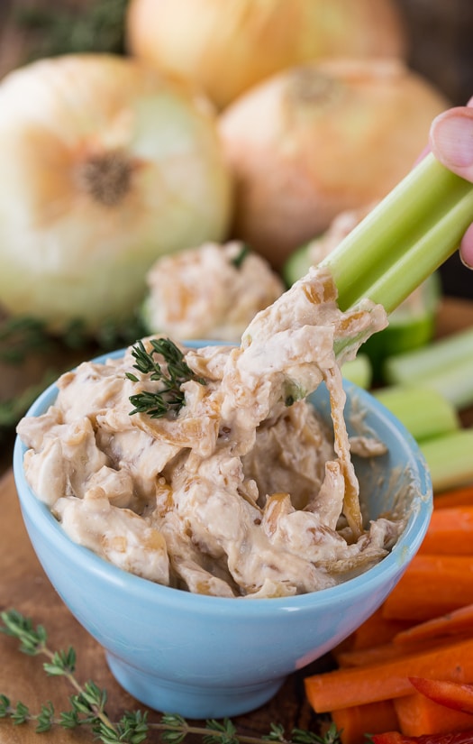 Heathier French Onion Dip made with Greek Yogurt