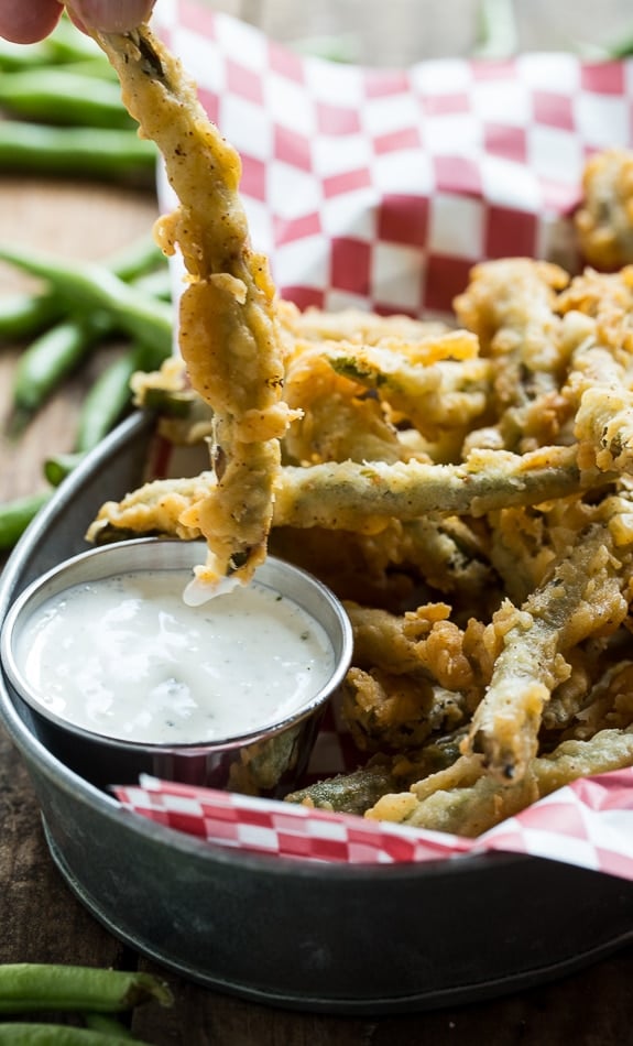 Fried Green Beans double dipped in a super flavorful batter.