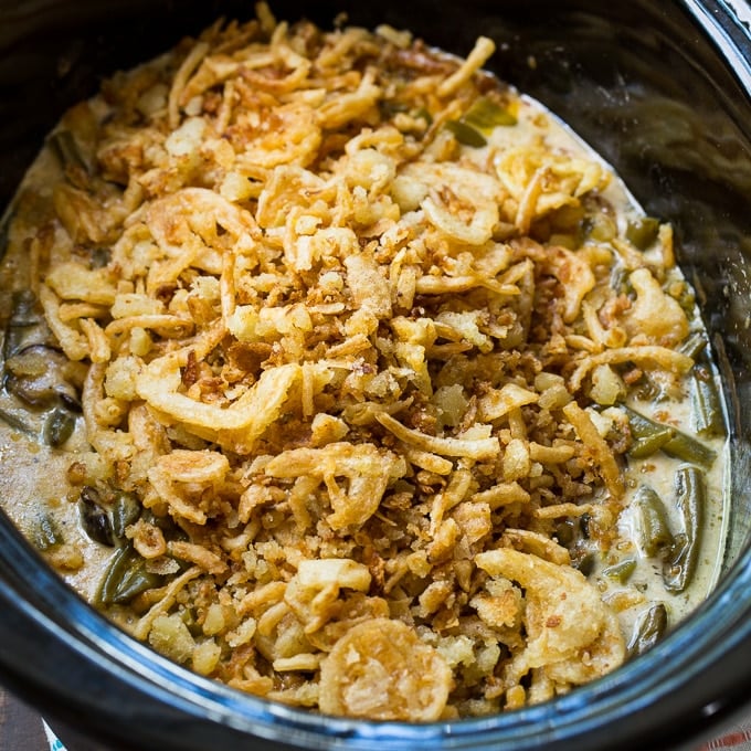 Slow Cooker Green Bean Casserole Recipe (Crockpot) - Dinner, then