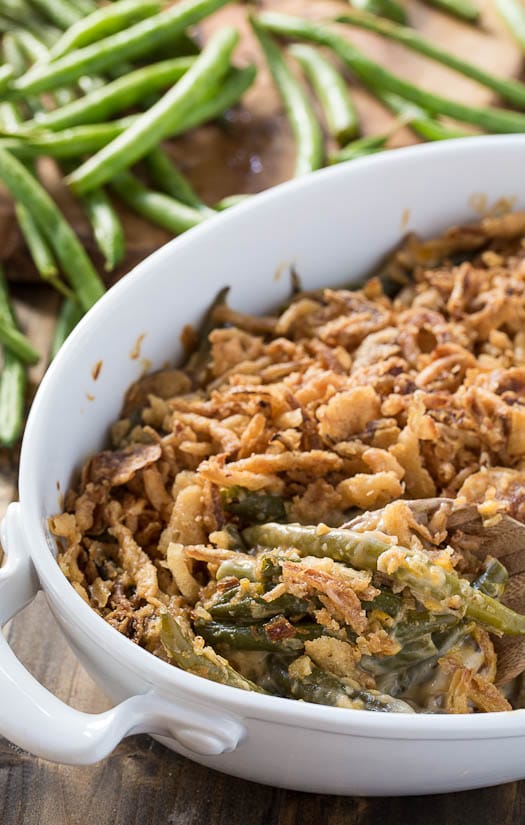 Cheesy Green Bean Casserole - Spicy Southern Kitchen