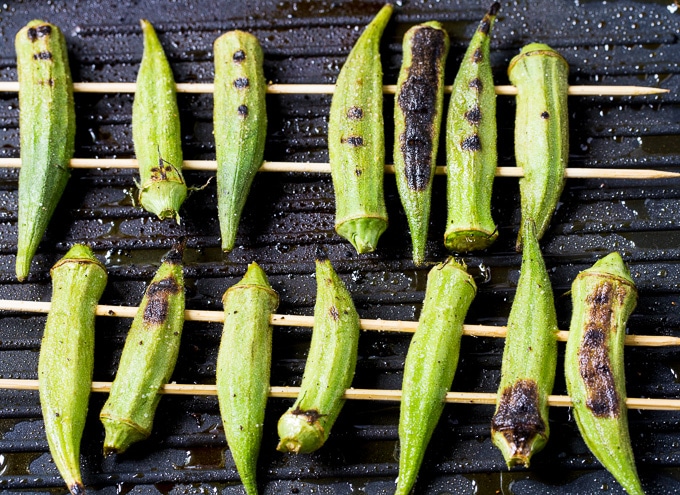 Grilled Okra with Spicy Chipotle Sauce