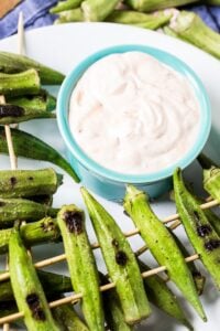 Grilled Okra with Spicy Chipotle Sauce