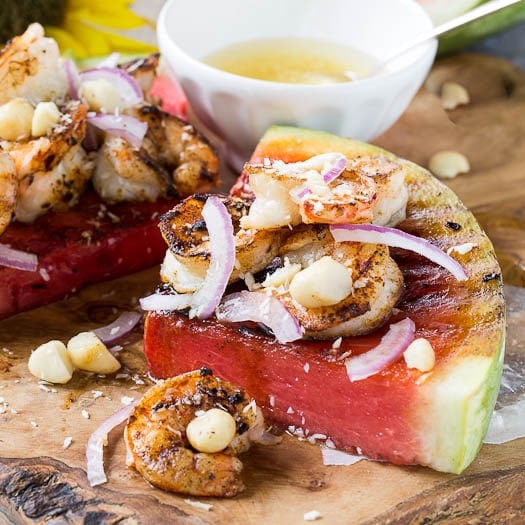 Grilled Watermelon with Tropical Shrimp