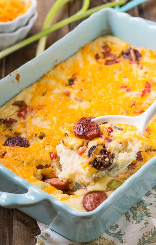 Cheesy Grits Casserole With Smoked Sausage - Spicy Southern Kitchen