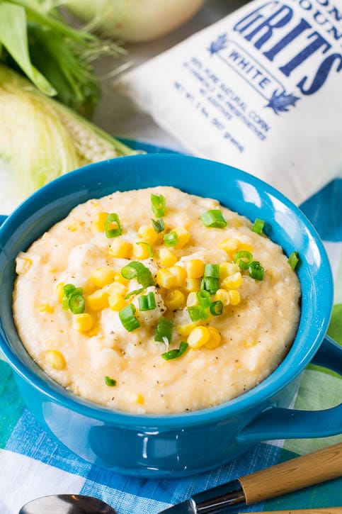 Cheese Grits with Corn and Vidalia Onion - Spicy Southern Kitchen