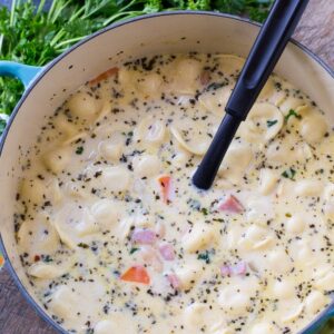 Creamy Ham and Tortellini Soup with White Beans