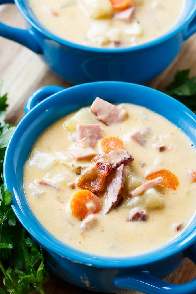 Cheesy Ham and Potato Chowder Spicy Southern Kitchen