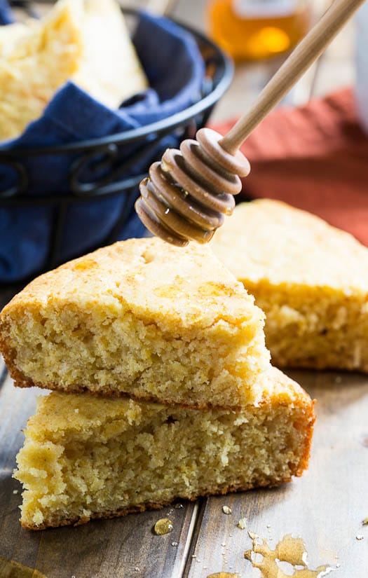 Honey Cornbread - moist and tender and sweetened nicely with honey.