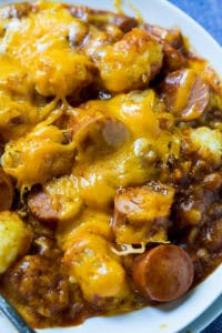 Cheesy Hot Dog Tater Tot Casserole - Spicy Southern Kitchen