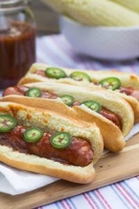Hot Dogs with Dr Pepper Barbecue Sauce