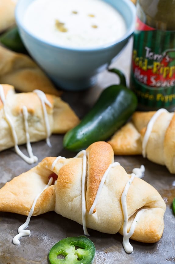 Jalapeno Popper Crescent Rolls with Spicy Ranch.