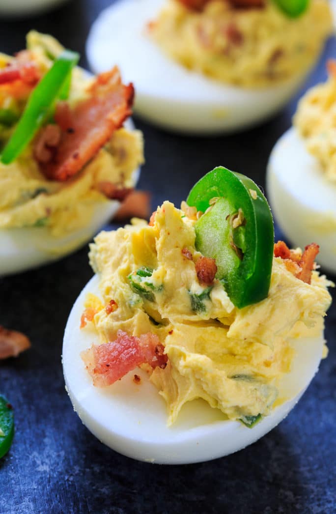 Spicy Deviled Eggs with Bacon and Jalapeno - Chili Pepper Madness