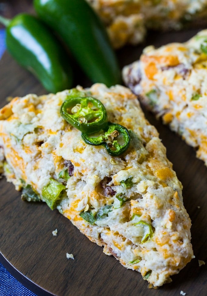 Jalapeno Bacon Scones with cheddar cheese