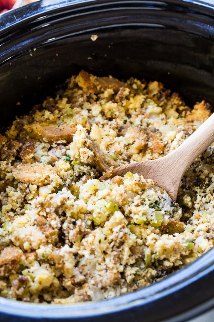 Slow Cooker Sausage Cornbread Dressing