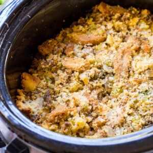 Slow Cooker Sausage Cornbread Dressing