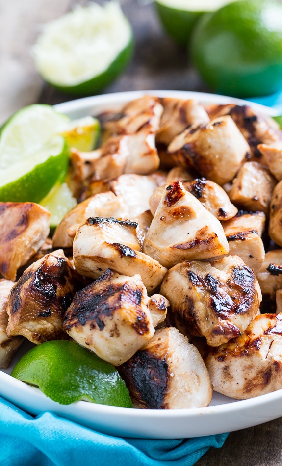 Key West Chicken Bites marinated in honey, soy sauce, garlic, and lime juice. Grill up fast and flavorful!