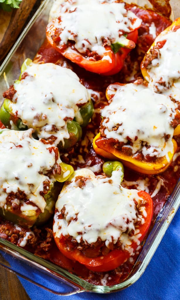 Lasagna Stuffed Peppers - Spicy Southern Kitchen