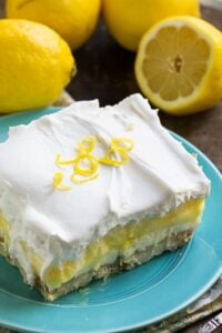 Lemon Lush - 4 delicious layers. This cool and creamy dessert is perfect for summer entertaining.