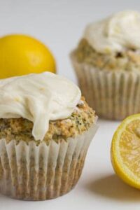 lemon poppy seed muffins with cream cheese frosting