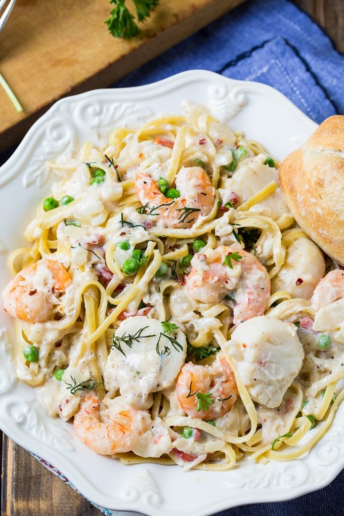 Low Country Fettuccine with shrimp and scallops