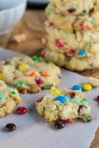 M&M, Coconut, and Macadamia Cookies