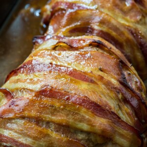 Bacon Wrapped Maple Glazed Pork Loin