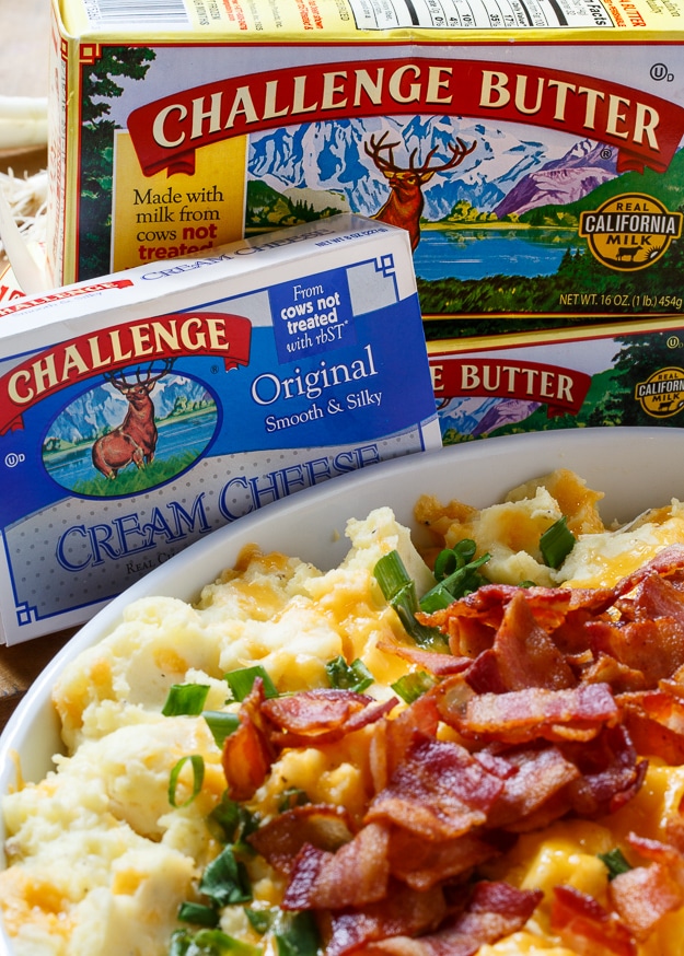 Loaded Mashed Potato Casserole @challengebutter #PinARecipeFeedAChild