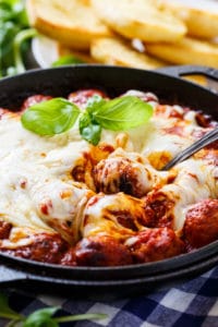 Cheesy Skillet Meatballs - Spicy Southern Kitchen