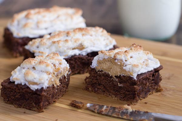 Chocolate Peanut Butter Meringue Bars