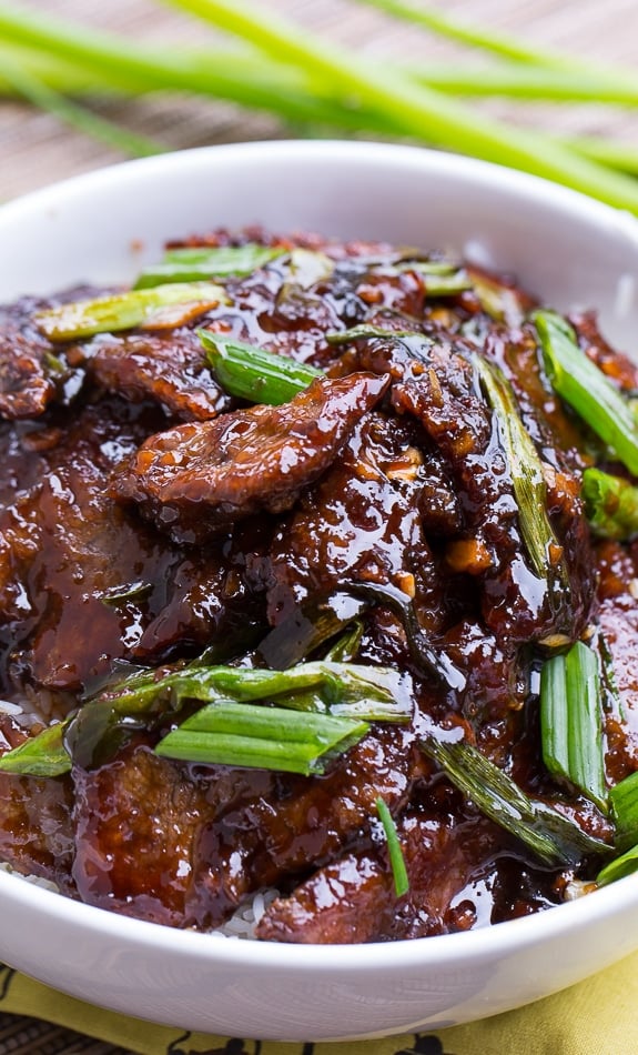 Mongolian Beef (PF Changs copycat). So easy to make and tastes even better than the real thing!