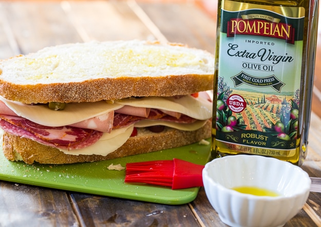 Muffaletta Panini with Pompeian Olive Oil