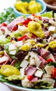 Muffaletta Salad with lots of meat, cheese, and olives