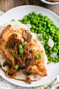 Southern Fried Chicken Breasts with Cremini Sweet Onion Gravy